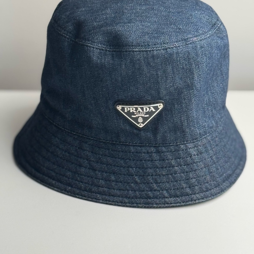 SOLD Prada Blue Denim Bucket Hat Iconic Logo